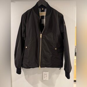Burberry Black Bomber Jacket with Gold Accents